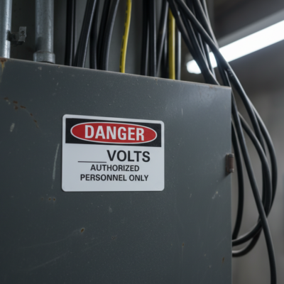 Danger ____volts authorized personnel only