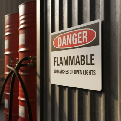 Danger Flammable no matches or open lights