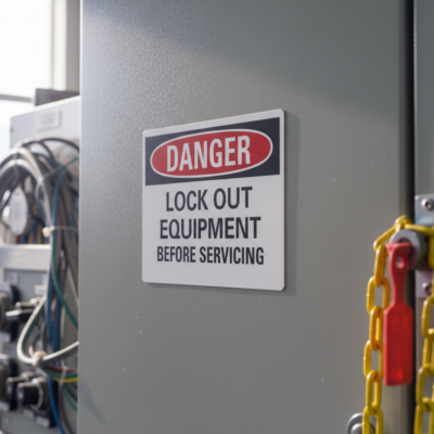 Danger Lock out equipment before servicing