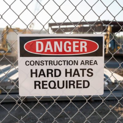 Danger Construction area hard hats required