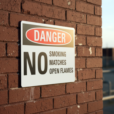 No smoking no matches no open flames English