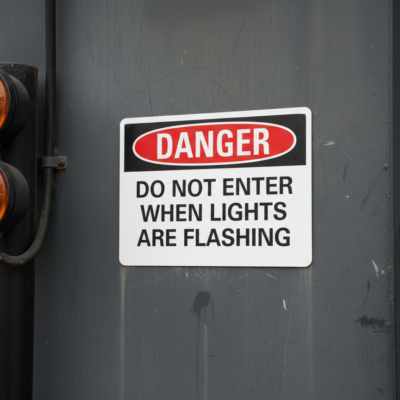 Danger Do not enter when lights are flashing