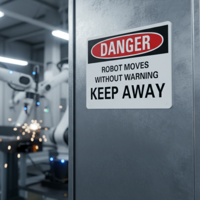Danger Robot moves without warning keep away