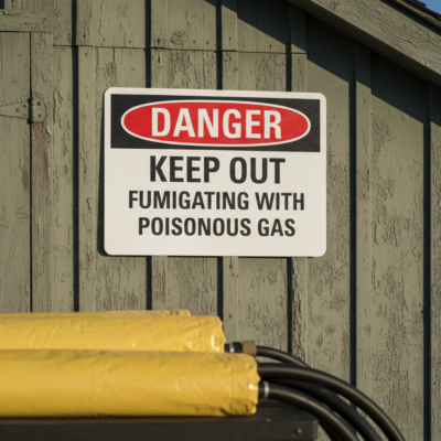 Danger Keep out fumigating with poisonous gas