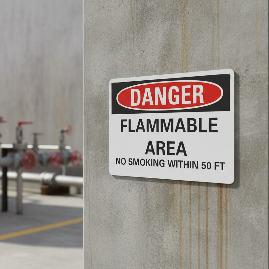 Danger Flammable area no smoking within 50 ft