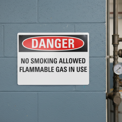 No smoking allowed flammable gas in use English