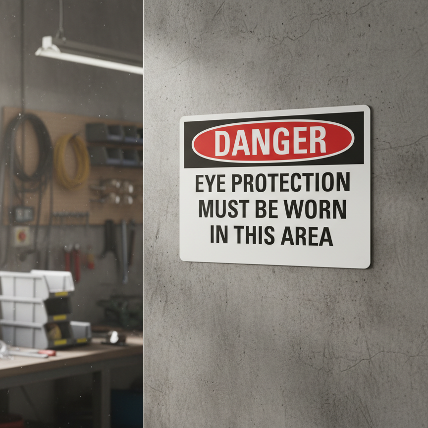 Danger Eye protection must be worn in this area