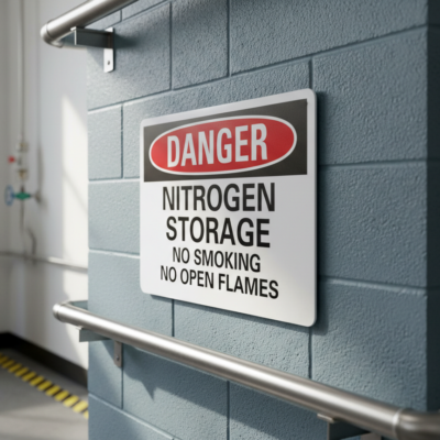 Danger Nitrogen storage no smoking no open flames