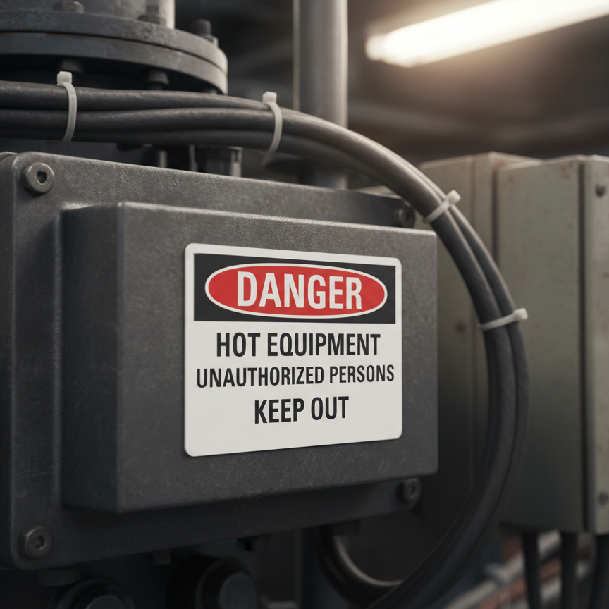 Danger Hot equipment unauthorized persons keep out