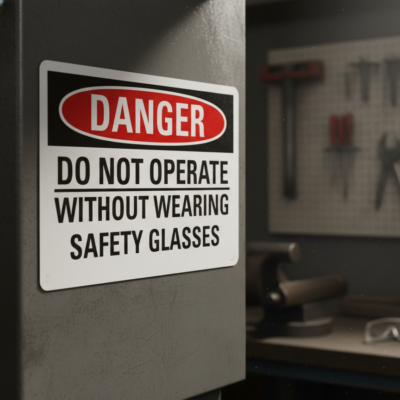Danger Do not operate without wearing safety glasses