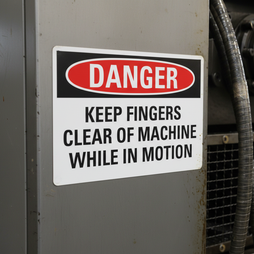 Danger Keep fingers clear of machine while in motion