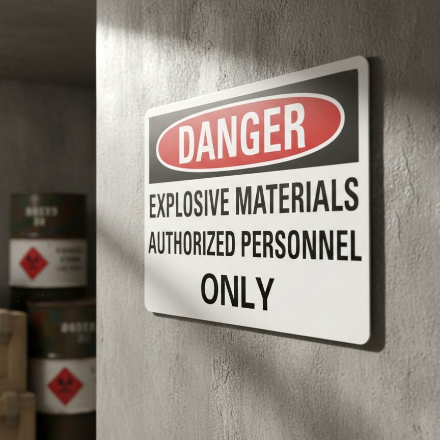 Danger Explosive materials authorized personnel only