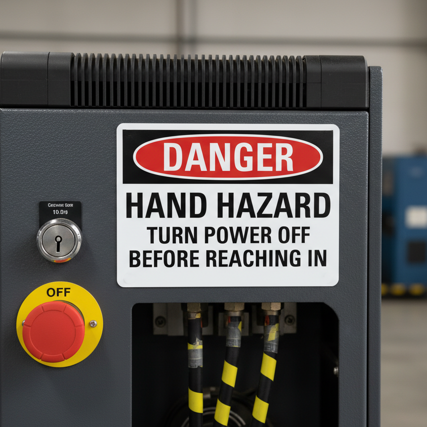 Danger Hand hazard turn power off before reaching in