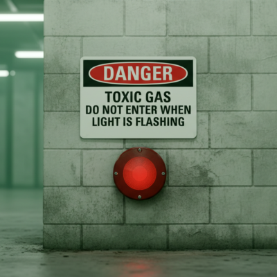 Danger Toxic gas do not enter when light is flashing