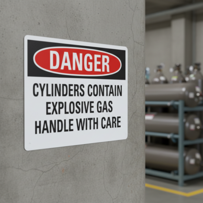 Danger Cylinders contain explosive gas handle with care