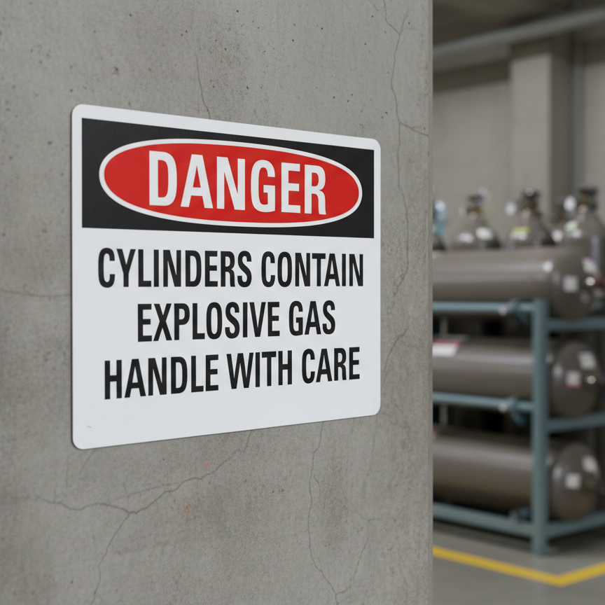 Danger Cylinders contain explosive gas handle with care