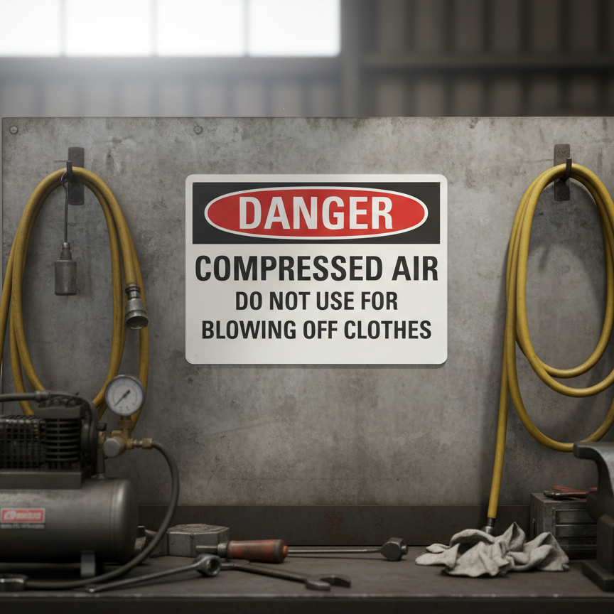Danger Compressed air do not use for blowing off