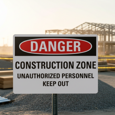 Danger Construction zone unauthorized personnel keep