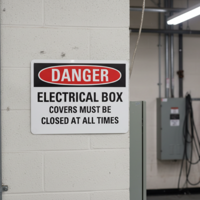 Danger Electrical box covers must be closed at all