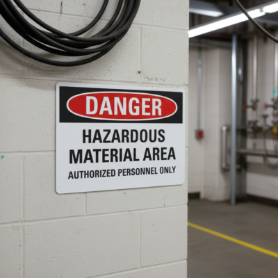 Danger Hazardous material area authorized personnel