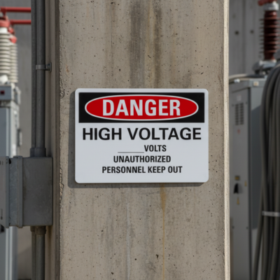 Danger High voltage volts unauthorized personnel keep