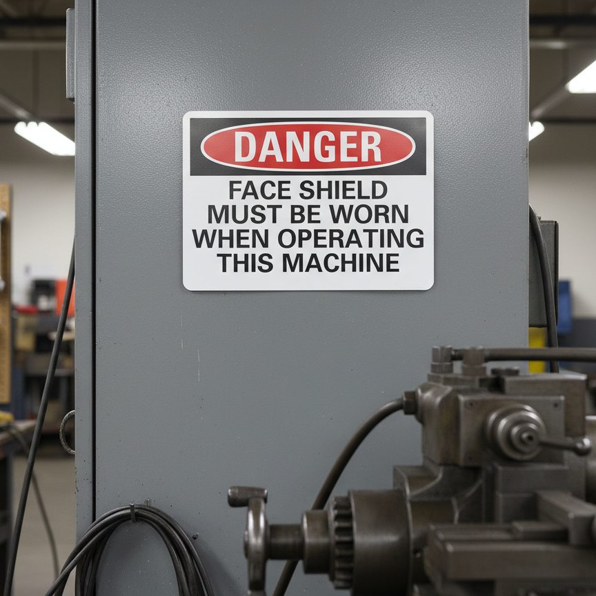 Danger Face shield must be worn when operating this