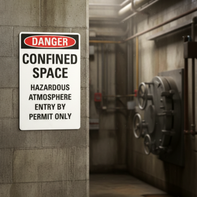 Danger Confined space hazardous atmosphere entry by