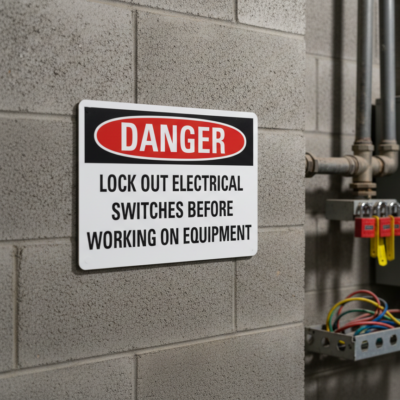Danger Lock out electrical switches before working on