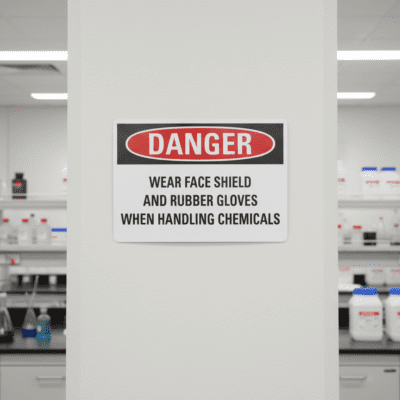 Danger Wear face shield and rubber gloves when handling