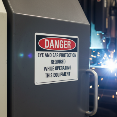 Danger Eye and ear protection required while operating