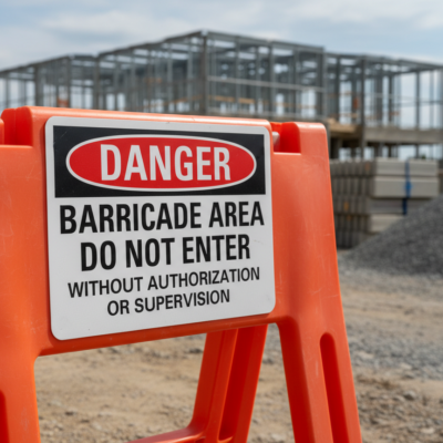 Danger Barricade area do not enter without