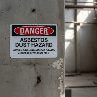 Danger Asbestos dust hazard cancer and lung disease