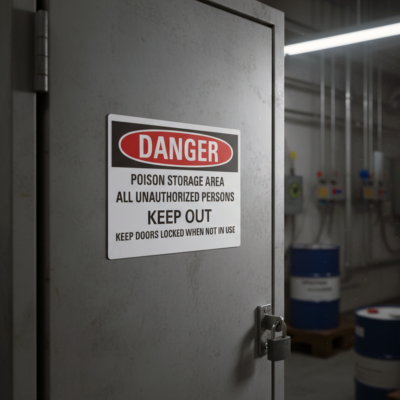 Danger Poison storage area all unauthorized persons