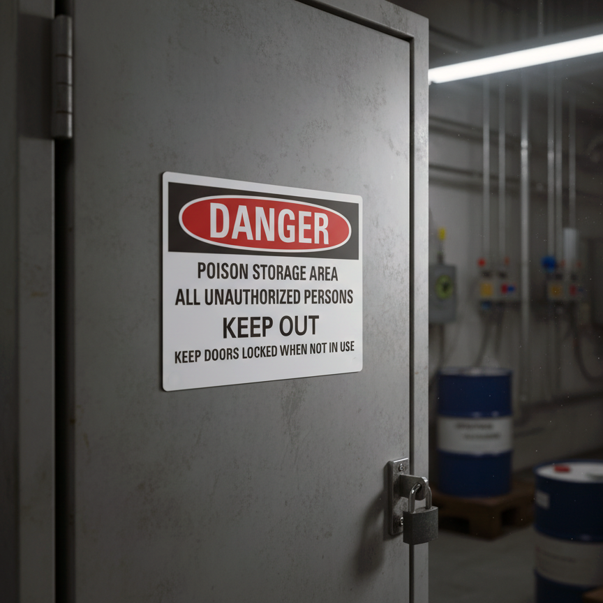 Danger Poison storage area all unauthorized persons
