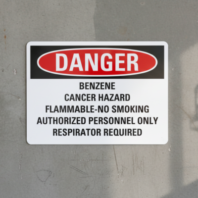 Danger Benzene cancer hazard flammable no smoking