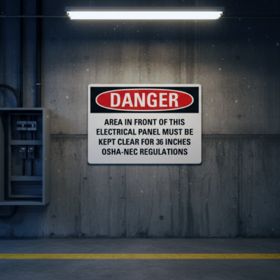 Danger Area in front of this electrical panel must be