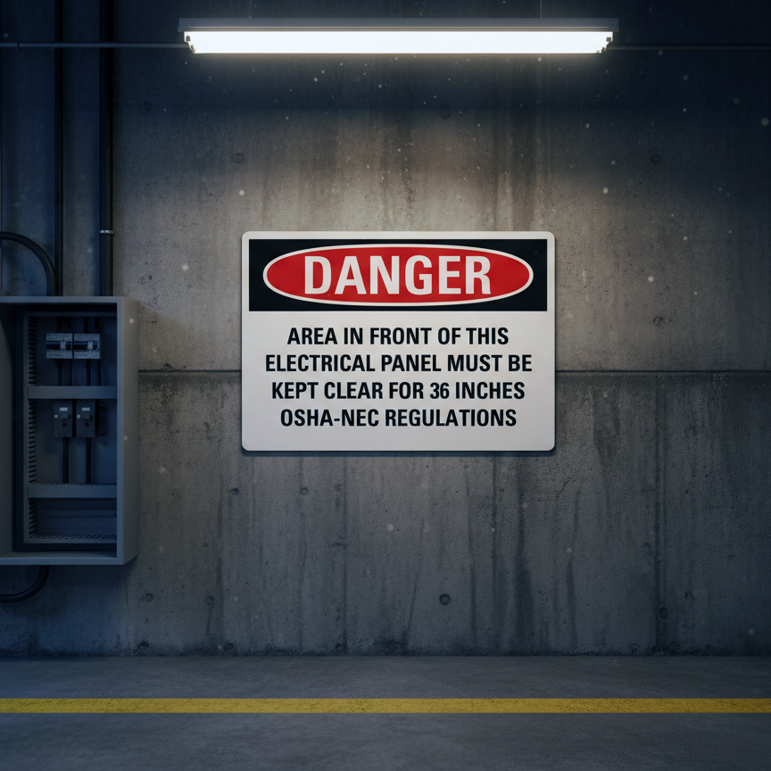 Danger Area in front of this electrical panel must be