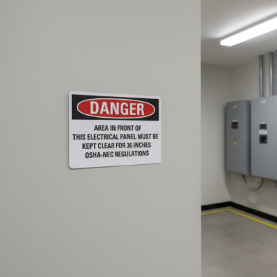 Danger Area in front of this electrical panel must be