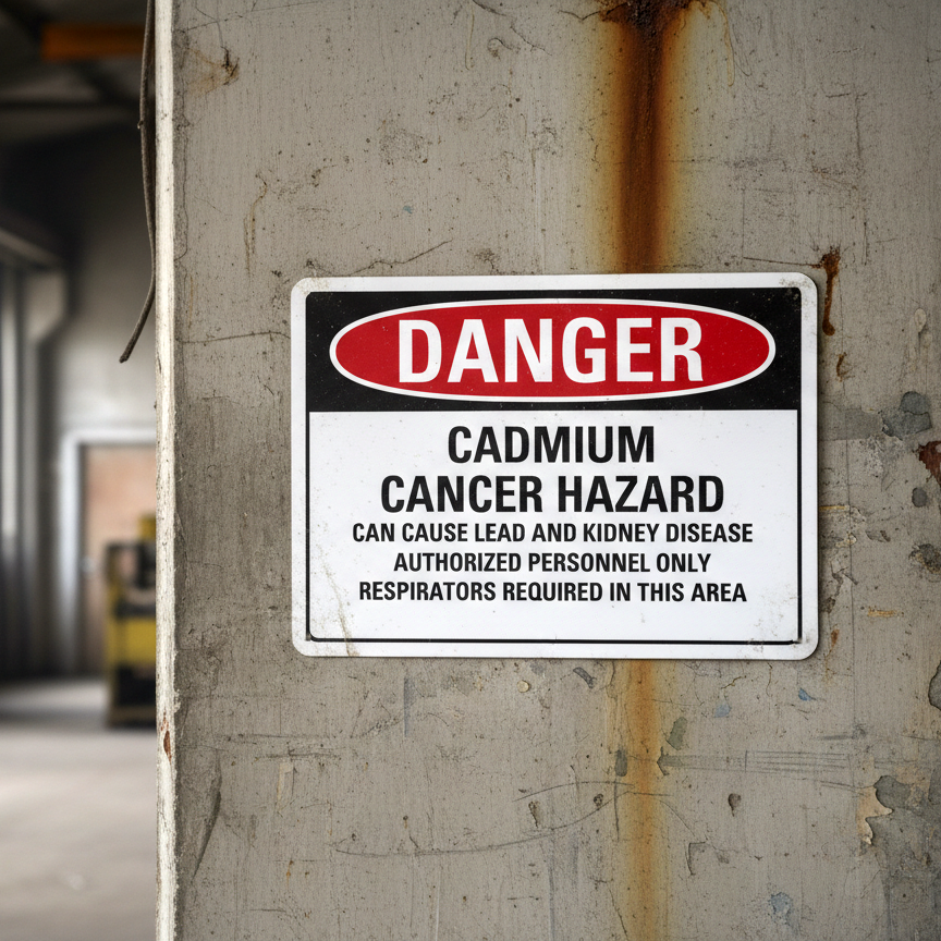 Danger Cadmium cancer hazard can cause lead and kidney