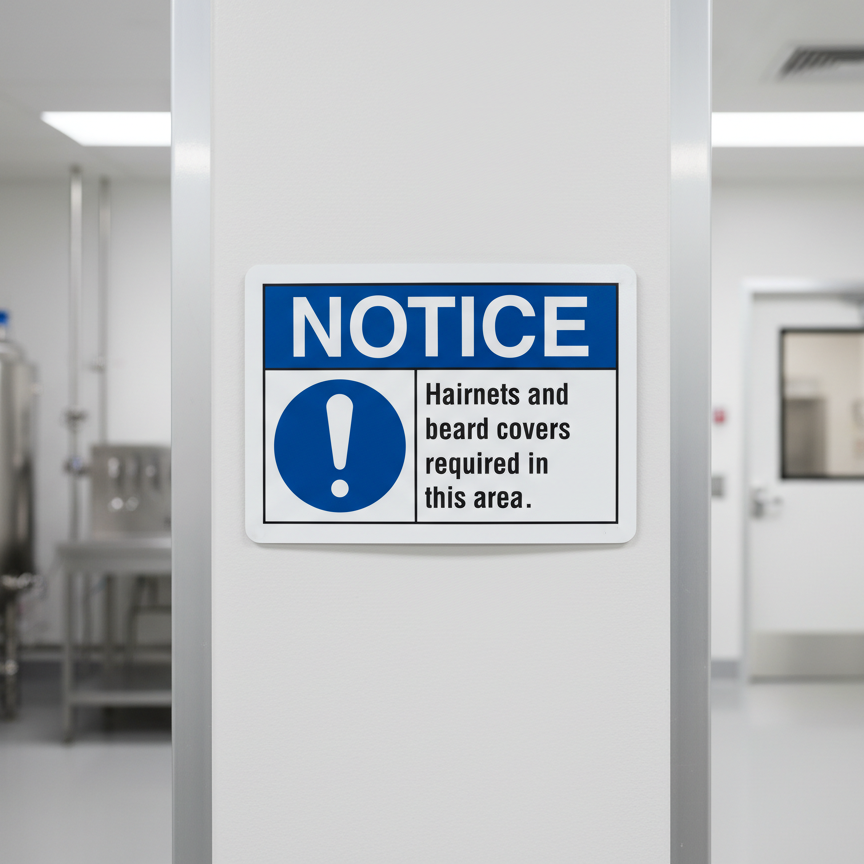 Notice Hairnets and beard covers required in this area. - Image 2