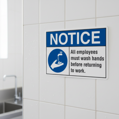 Notice All employees must wash hands before returning