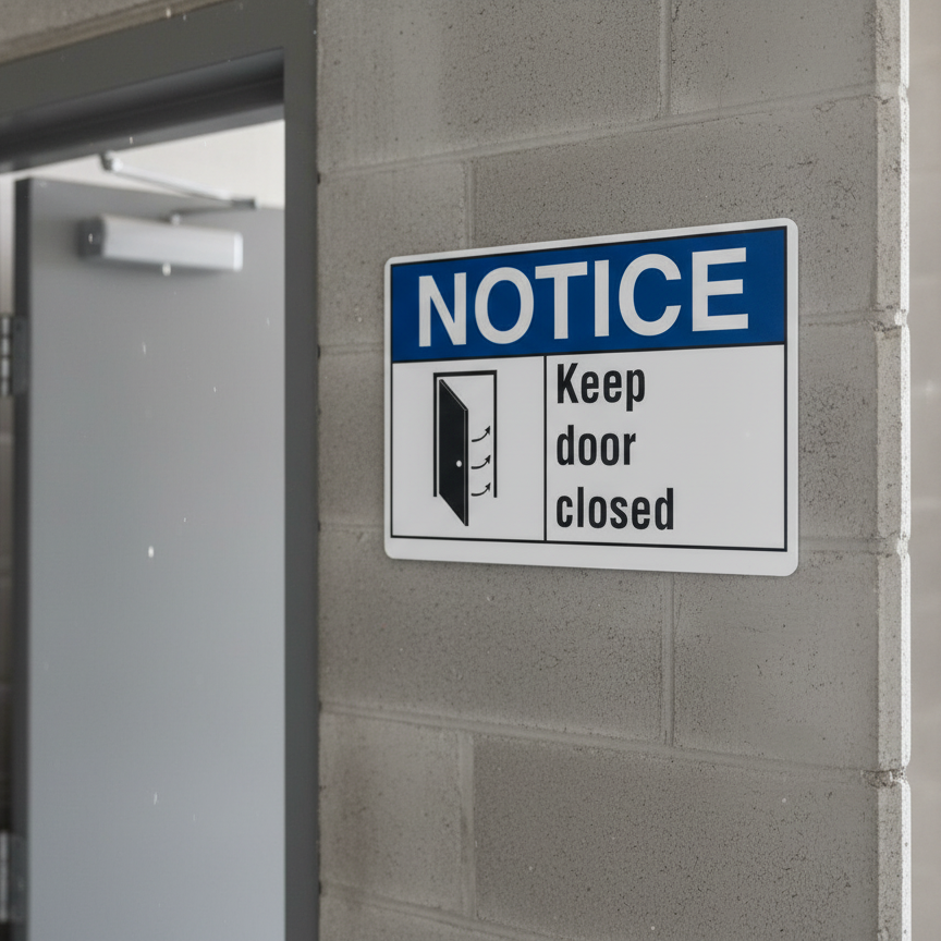 Notice Keep door closed