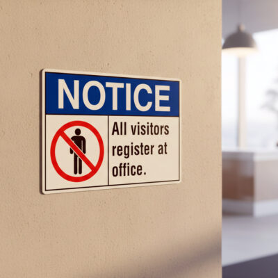 Notice All visitors register at office