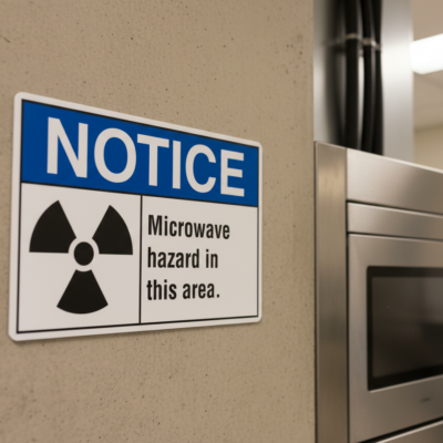 Notice Microwave hazard in this area