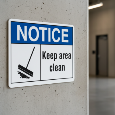 Notice Keep area clean