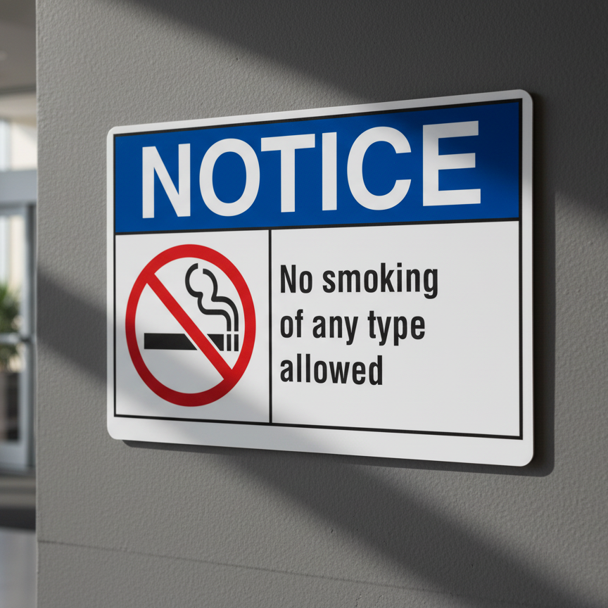 No smoking of any type allowed English