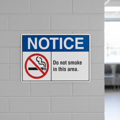 Do not smoke in this area English