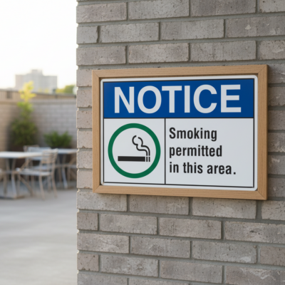 Notice Smoking permitted in this area