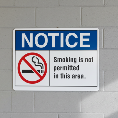 Do not smoke in this area English