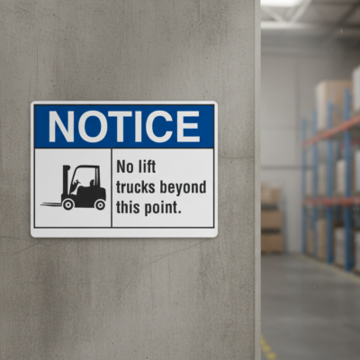 Notice No lift trucks beyond this point